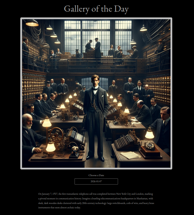 Gallery of the Day screenshot showing the Shiny app interface